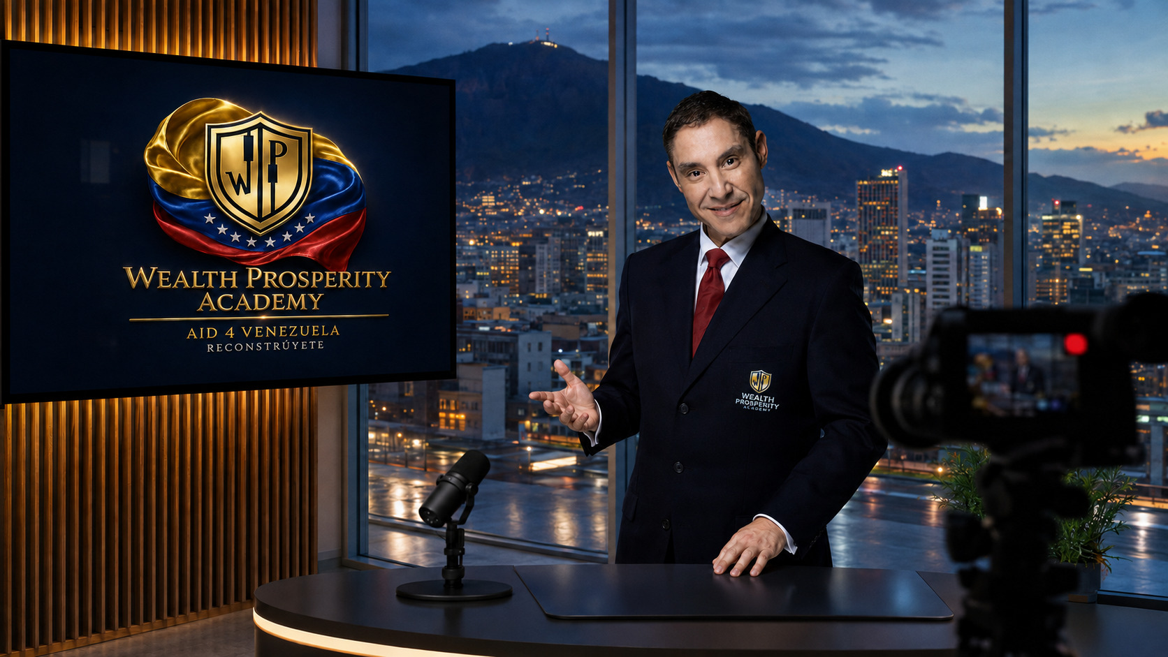 Manny Díaz en el estudio de transmisión de AID 4 Venezuela